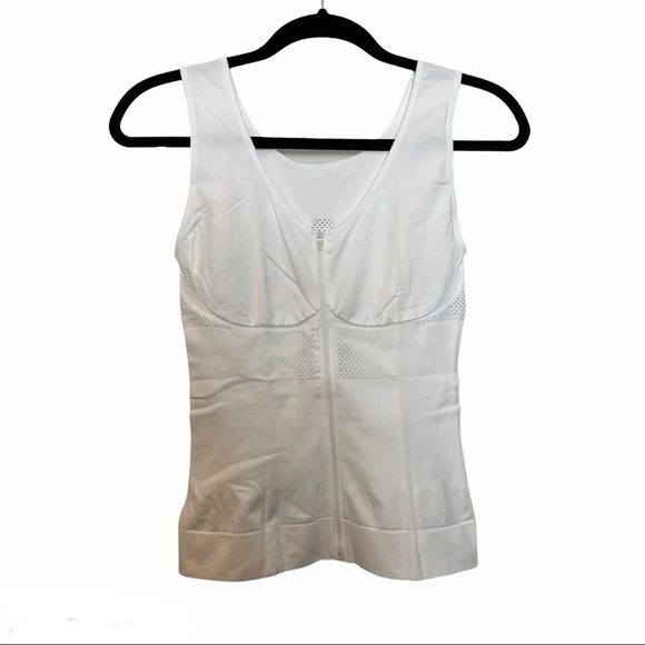 Tops - White Cooling Nylon Tank with Full Front Zipper